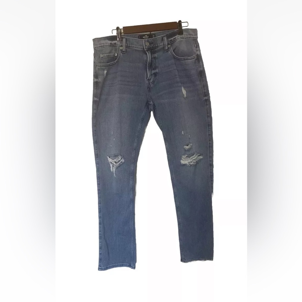 HOLLISTER DISTRESSED SLIM EPIC STRETCH MENS JEANS 33x 32 Actual Inseam Is 30